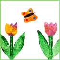Frise avec tulipes et papillons
